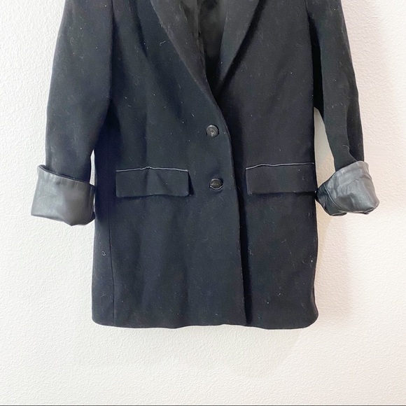 Zara- Wool Blend Faux Leather Trims Coat Size SM - Picture 9 of 9